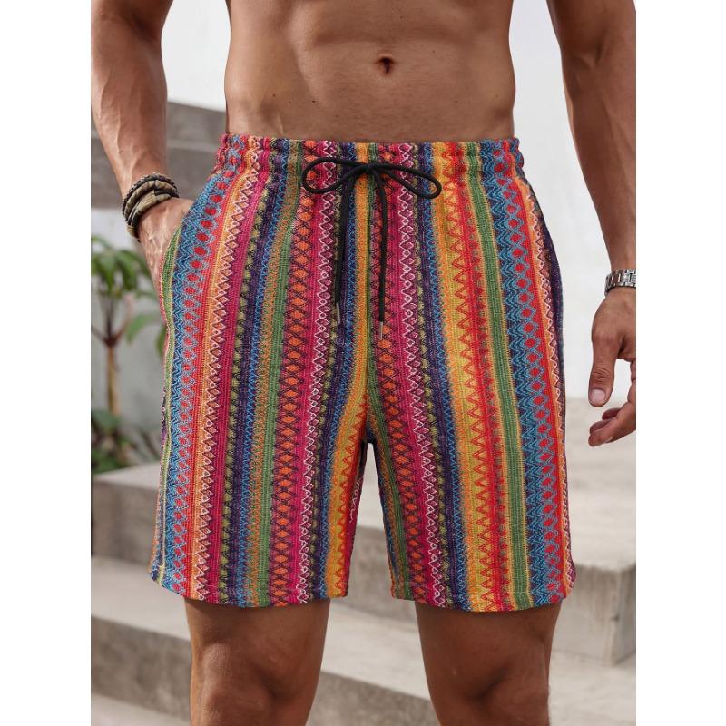 Pantaloncini casual da uomo con stampa geometrica e coulisse