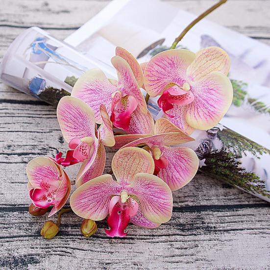 1Pc 6Heads Artificial Butterfly Orchid Silk Flower Home Wedding Party Decor