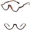 New Women's Triangle Glasses Frame Fashionable Personality Retro Classic Diamond-Embedded Semi-Frame Plain Glasses