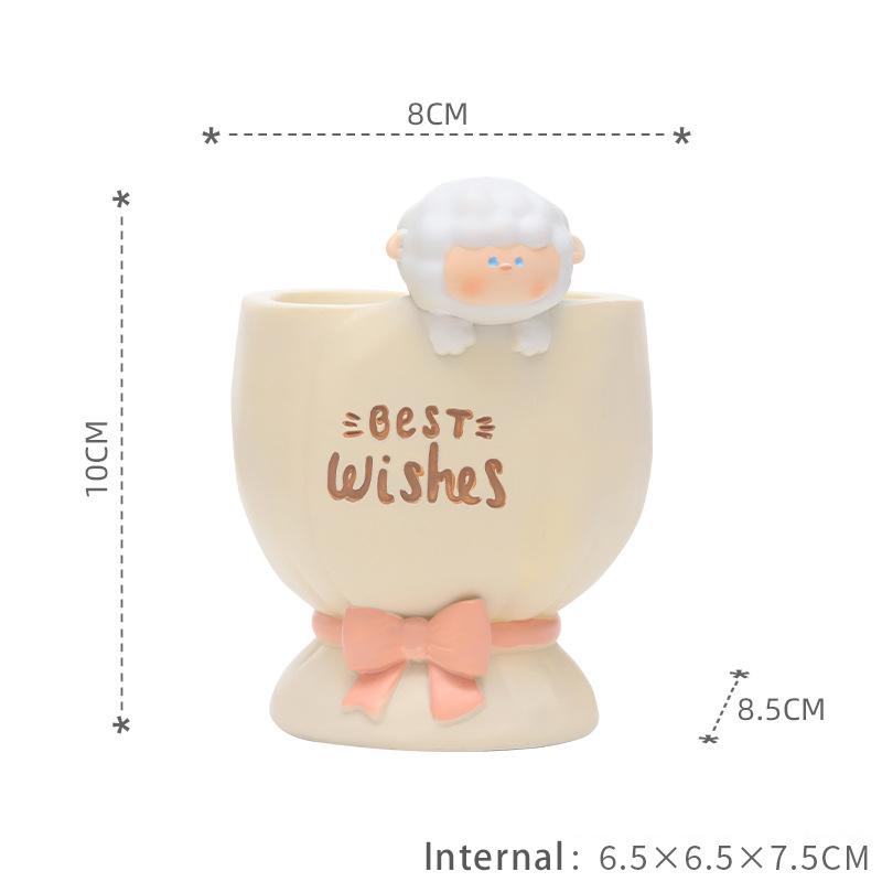 

Cartoon Fleshiness Flowerpot Vase Resin Horticulture Desktop Cute Animal Windowsill Garden Decoration Originality Simple Gift