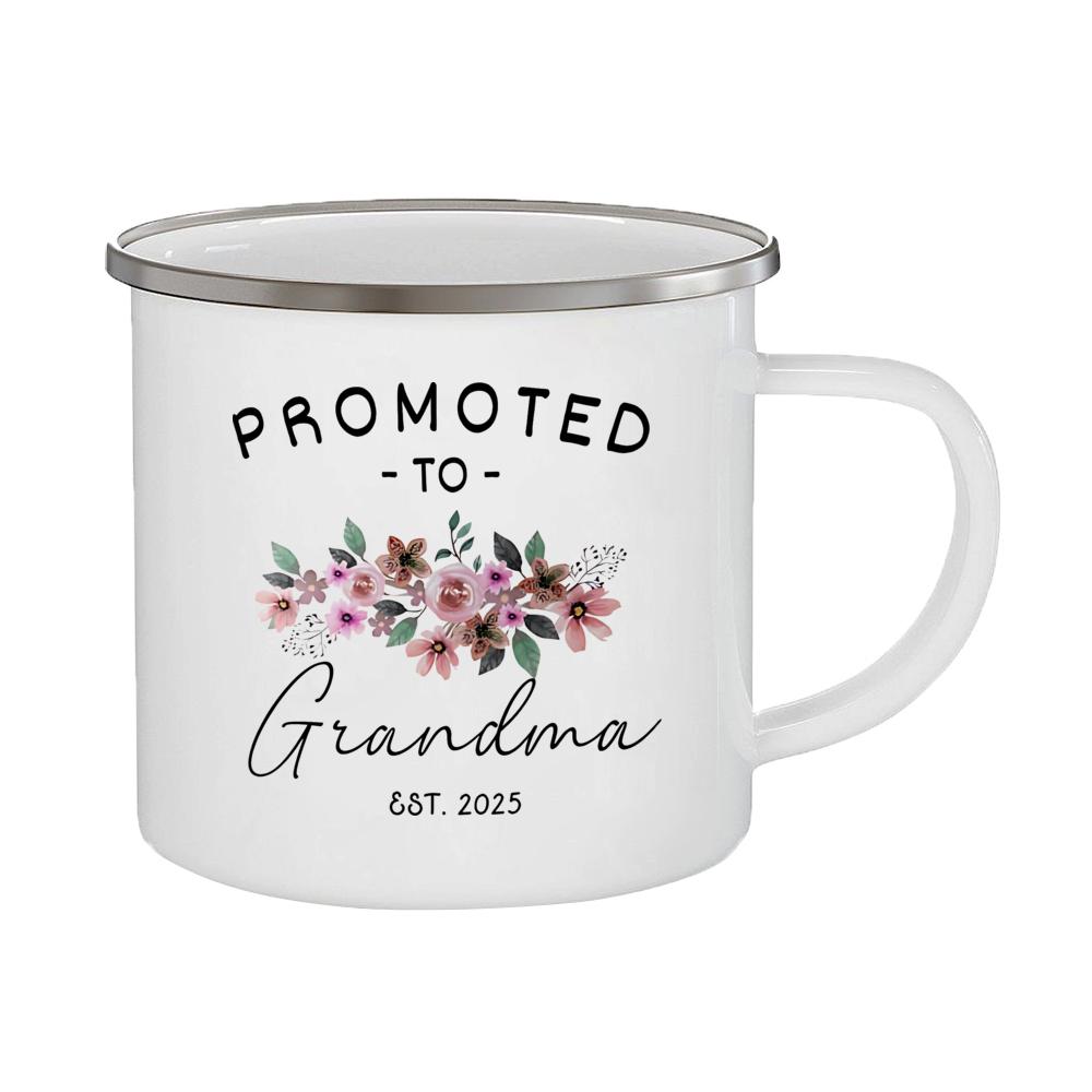 Promoted To Grandparents 2025 Enamel Mug Baby Announcement Gifts for Grandparents New Grandparents Gifts First Time 2025