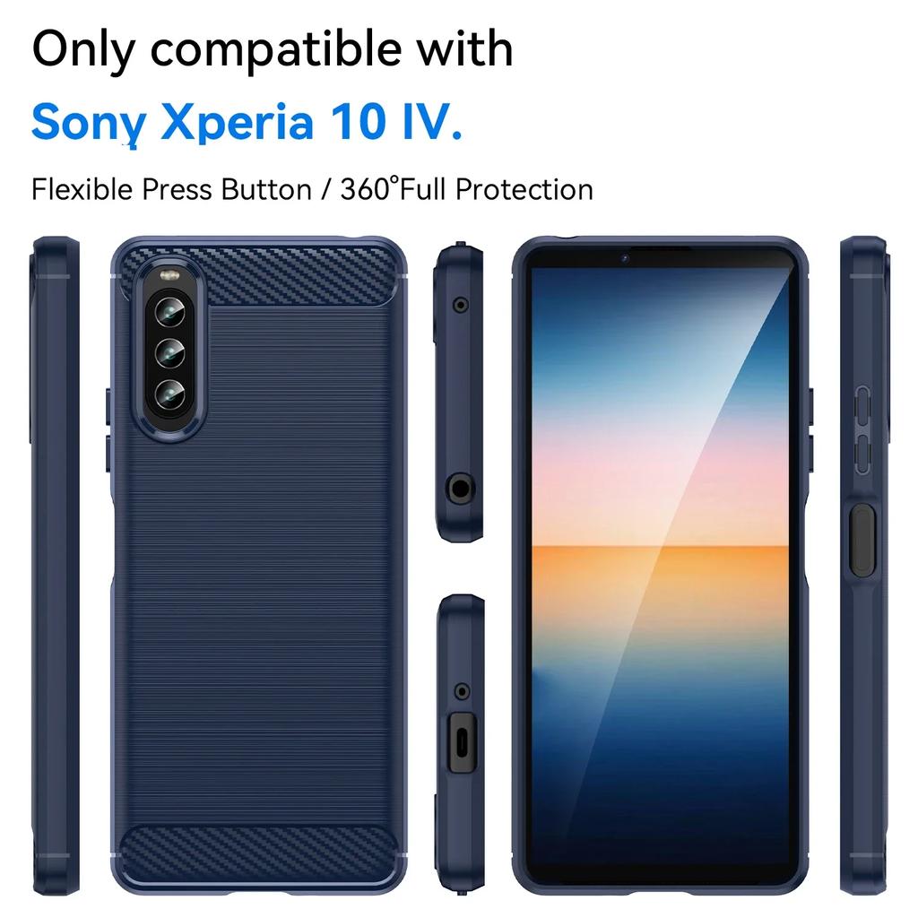 Custodia Flessibile di Lusso in TPU Per Sony Xperia 10 VI 1 V 5 IV III Copertura Protettiva Texture Fibra di Carbonio Guscio Protettivo Fundas Hülle