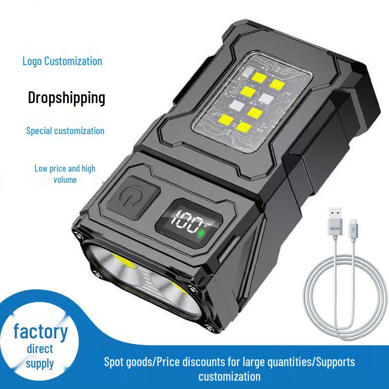Cross-Border Type-C Keychain Flashlight: High Brightness, Dual Light Source, Mini Outdoor Night Light