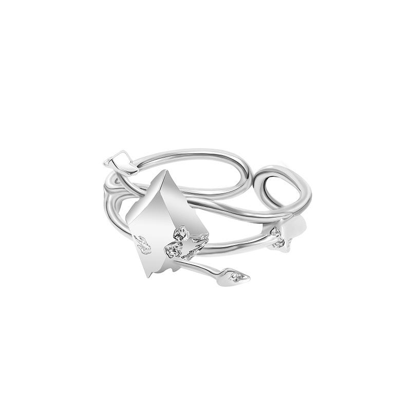 Niche Design Sense Dark Wind Butterfly Diamond Zircon High Sense Punk Retro Personality Trendy Cool Female Index Finger Ring