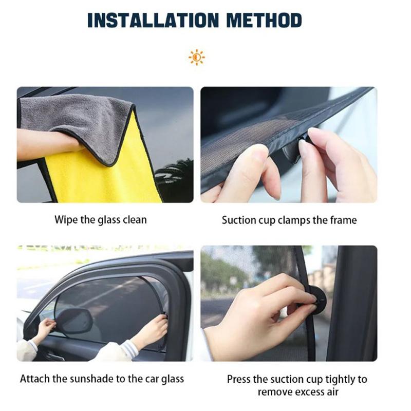 2Pcs Car Side Window Sun Shade Breathable Mesh UV Protection Sun Visor Shield with Suction Cups for Baby Kids Travel Comfort