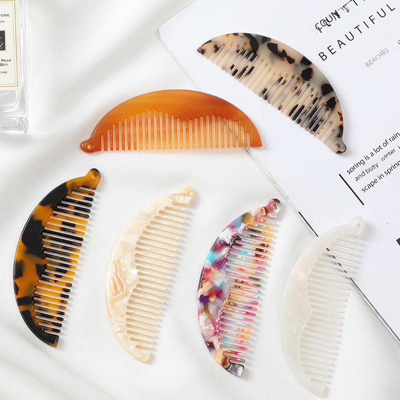 Hot-selling Semi-circular Acetate Hair Comb: Portable Anti-static Marble Design for Women