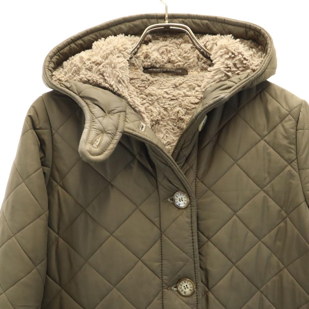 MACKINTOSH SCOTLAND Made In USA Quilted Coat 36 Khaki Back Bore Women Used