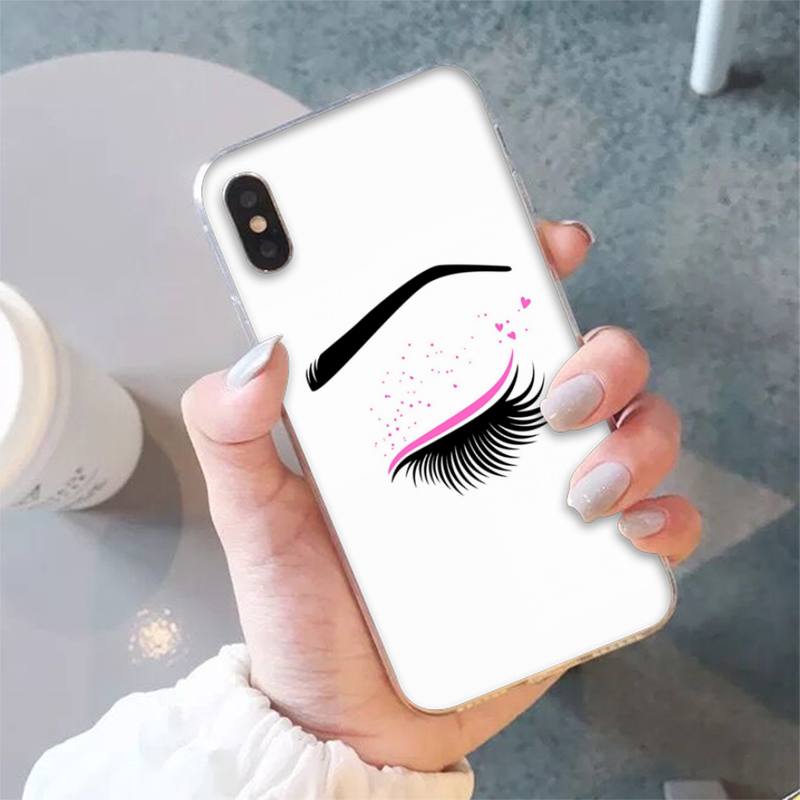 Eyelash pattern And Eyebrow Drawing Phone Case for iphone 13 8 7 6 6S Plus X 5S SE 2020 XR 11 12 mini pro XS MAX