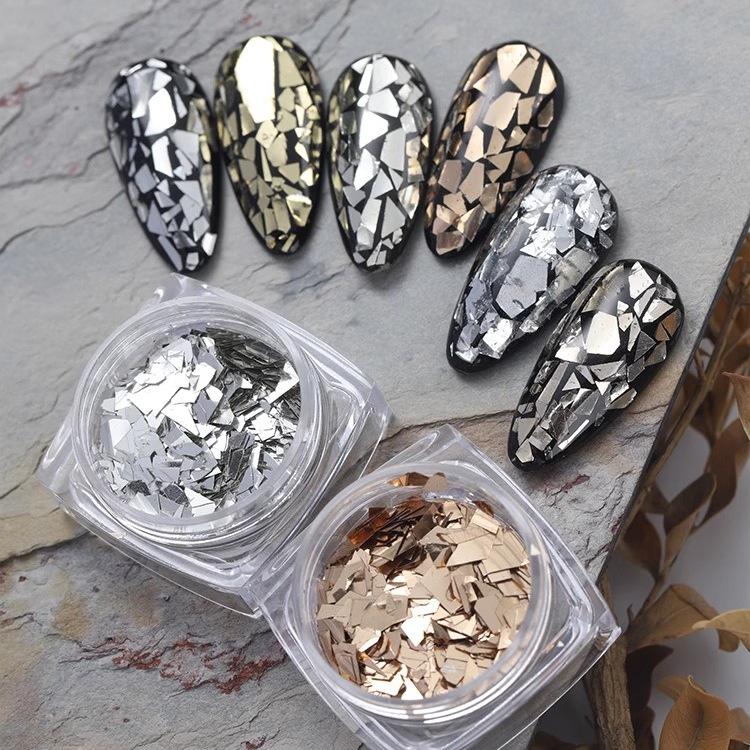 Naklejki na paznokcie Aurora z efektem tęczowym: Cukierki Papier Celofanowe Płatki i Cekiny