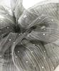 VINGTAINE Scrunchie, Organza, Gray, Studs, Stones, Volume, Gorgeous, Chic, Mature, HS-213