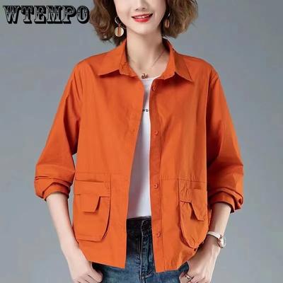 Mock Neck Thin Sunscreen Jacket Trench Coat Short Jacket Women's Spring Summer Zippered Cardigan Bomber