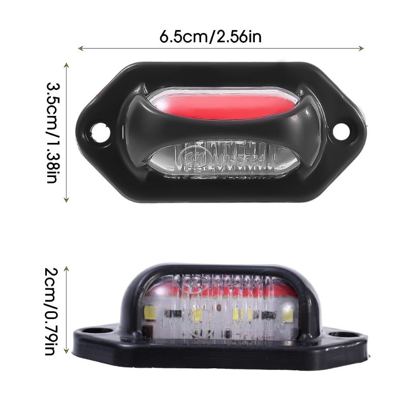 12-24V LED Car Truck License Plate Lights Waterproof White Red Side Marker Light for Car Motorcycle Van SUV Signal Tail Lamp