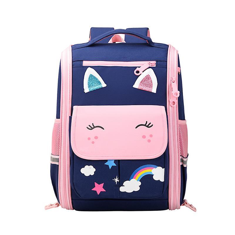 Unicorn Girls Backpacks For School Princess Bowknot Kids Bookbags Boys Dinosaur Backpack-blue+pinklarge