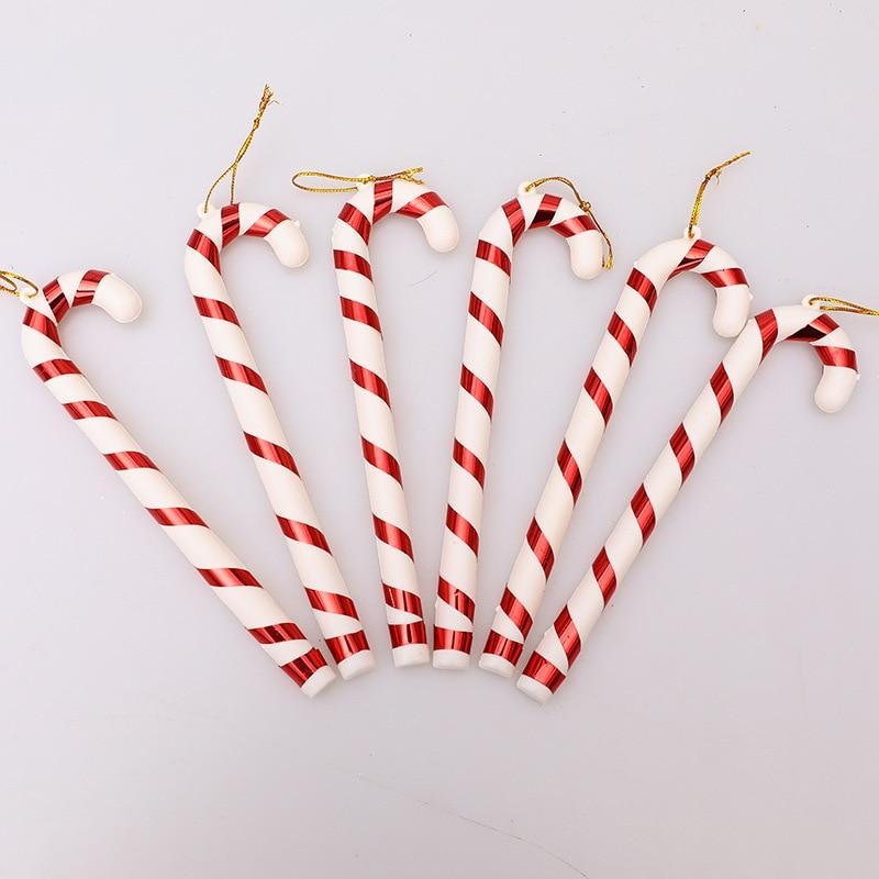 6PCS Christmas Cane Christmas Tree Decoration Pendant New Year Party Decoration Family Toy Christmass Ornaments Gifts