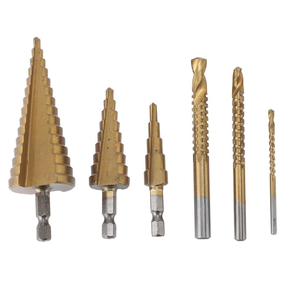 6pcs High Speed Steel Step Drill Bit Set 4-32mm High Speed Steel Bits  Woodworking