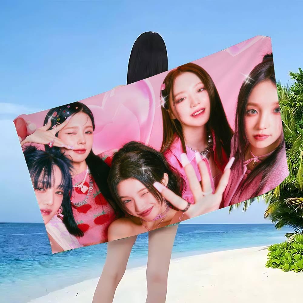 Popular Kpop Group I-I D-Dle Microfiber Blanket Quick Drying Beach Towels Oversized Printing Super Absorbent Pool Towel Blanket