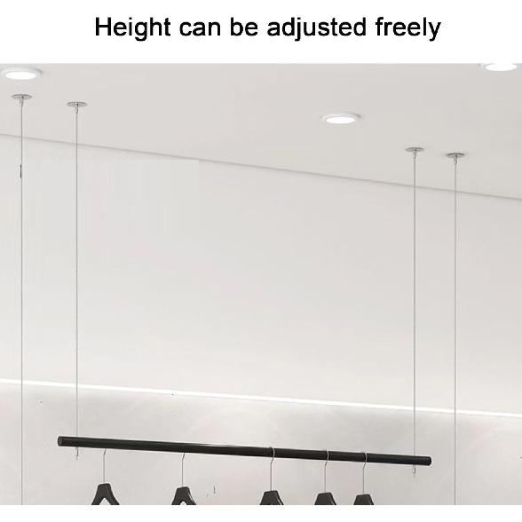 Height Adjustable Metal Clothing Hanging Racks,Commercial Wedding Dress Display Shelf Window Hanging Garment Rack, Ceiling Mount Clothes Storage