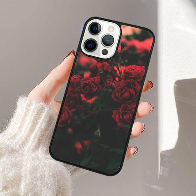Bright Red Rose Flowers Phone Case For iPhone 17 Air 13 12 14 15 16  Cover For Apple 11 Pro Max Plus Coque