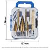 7pcs Straight Flute Step Drill Bit Set With Center Punch Five-blade Chamfer Tool Sawtooth Tower Drill Set For Metalworking