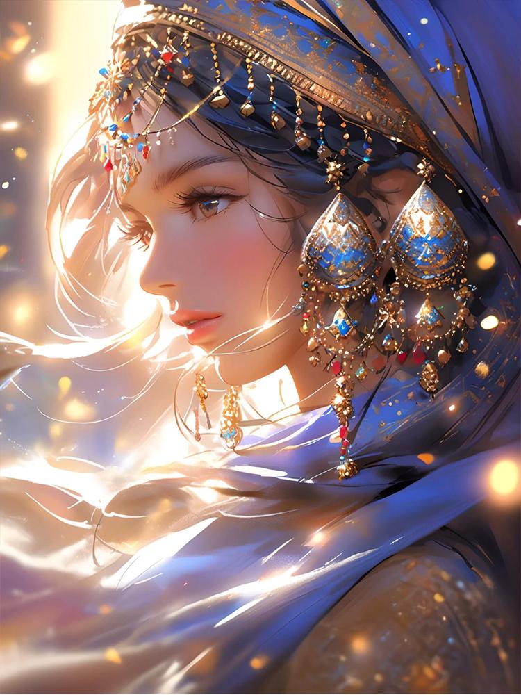 Nuevo 2024 Pintura de Diamantes Mujer de Oriente Medio Cuadrado Completo Punto de Cruz Bordado Retrato Exótico Mosaico Hecho a Mano Decoración del Hogar