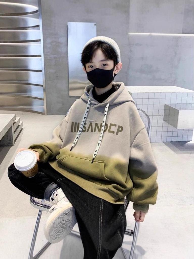 2025 Jungen Farbverlauf Kapuzenpullover - Frühling/Herbst Langarm Mode Top