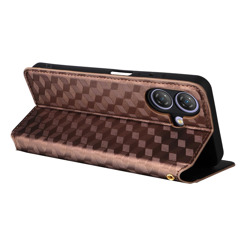 For Ulefone Note 21 Case Wallet Rhombus Imprinted Leather Phone Cover