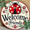 Vintage Ladybug Sign X Inch Vintage Round Aluminum Welcome Friends Ladybug Sign Pc Wall Hanging Decorative Plaque for H