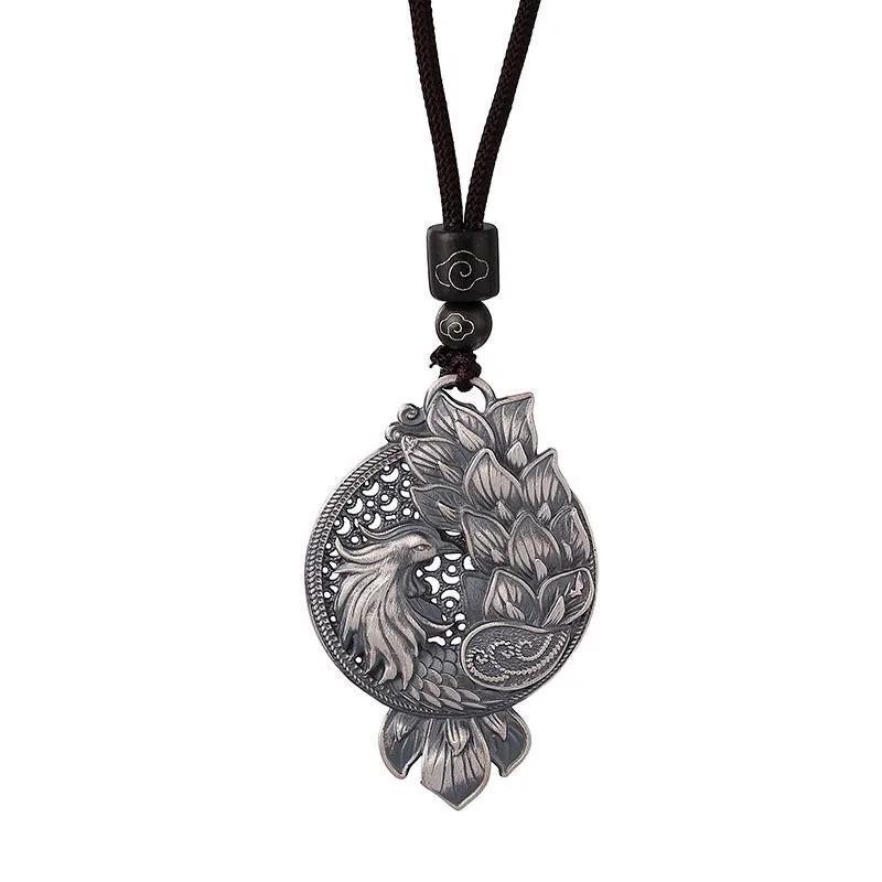 Ethnic Style Thai   Vintage Hollow Out Pendant Hanging Long Classic Phoenix Necklace Clavicle Chain Banquet Jewelry