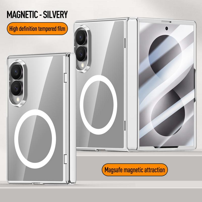Transparent Magnetic Ring Front Screen Glass Protect Case For Samsung Galaxy Z Fold 8 Ultra Z Fold8 Fold7 Spring Hinged Cover