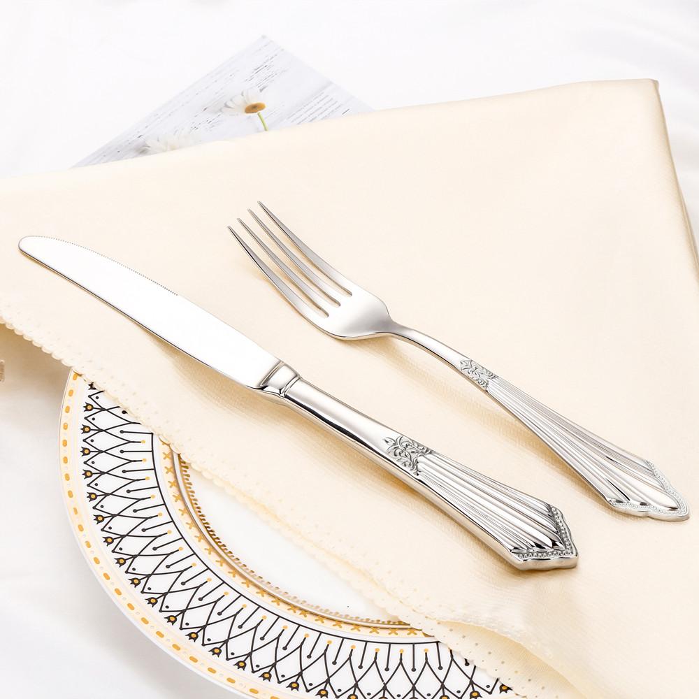 10,1" Vergoldetes Luxus-Tafelmesser-Set mit hohlem Griff Spülmaschinenfest Edelstahl Silber Tafelmesser 2/3/4/5/6 Stück