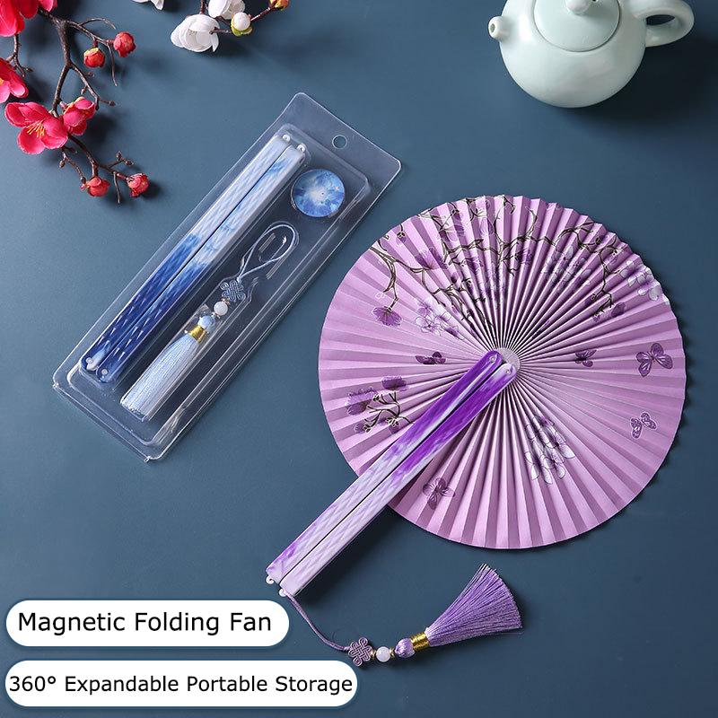 1 ks Magnetický skládací vějíř Přenosný s třásněmi Klasický ruční vějíř Venkovní Papírový Čínský K dispozici více možností