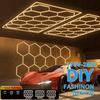 3 Kolorowe Oświetlenie Sufitowe 110V-220V LED Sześciokątne Światła Plaster Miodu Siłownia Garaż Świetlówka LED do Warsztatu Detailingu Samochodowego Fryzjer Salon