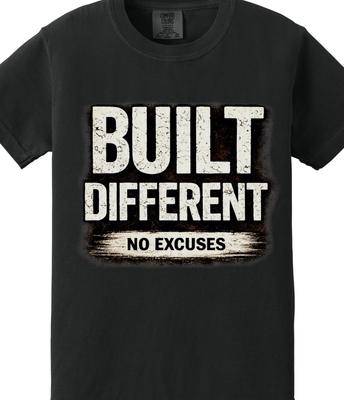 BUILT DIFFERENT T-Shirt KEINE AUSREDEN Motivierendes Fitnessstudio Grafik-T-Shirt Unisex T-Shirts