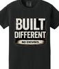 BUILT DIFFERENT T-Shirt KEINE AUSREDEN Motivierendes Fitnessstudio Grafik-T-Shirt Unisex T-Shirts