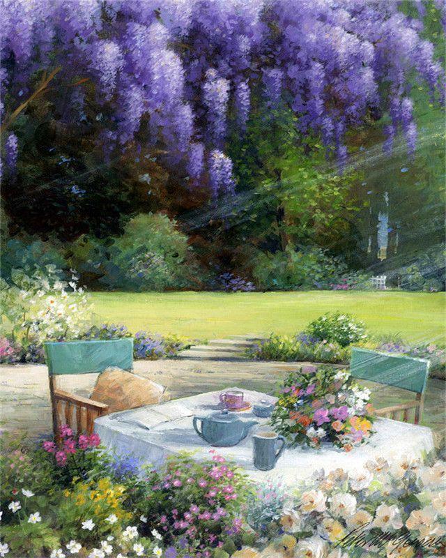 RUOPOTY DIY Frame Oil Painting By Numbers Window Scenery Acrylic On Canvas Wall Art Picture By Numbers Flower For Living Room