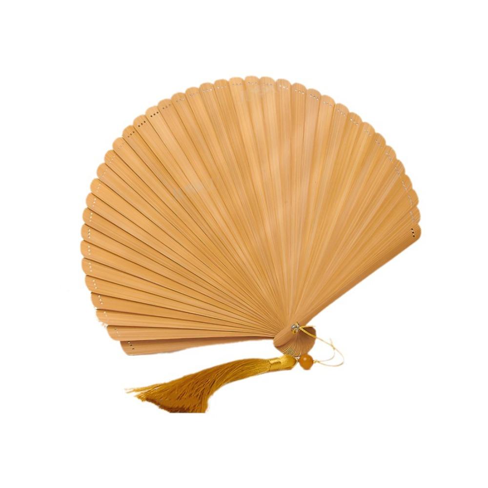 Ретро бамбуковый складной веер с кисточками Складной ручной веер Креативный мини-веер-ракушка Свадебный коричневый