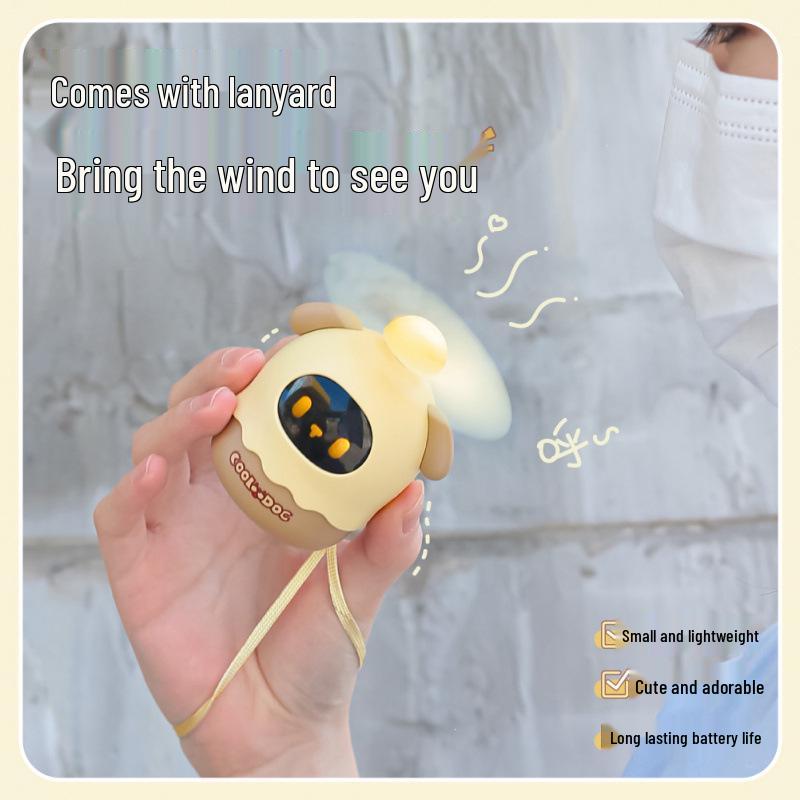 Summer Cartoon USB Rechargeable Mini Handheld Fan with Soft Silicone Blades