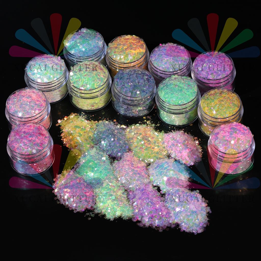 Holographic Chunky Glitter  Art Powder Iridescent Sequins Flakes Eco-Friendly PET Material Festival  Decoration