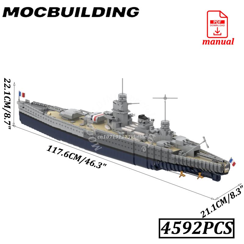 WW2 Battlecruiser Bricks Model MOC Building Aircraft Fighter Carrier Ship USS Construction Artillery Heavy Cruiser Blocks Toys