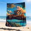 1pc Tiger Print Print Outdoor Blanket, Lightweight Polyester,