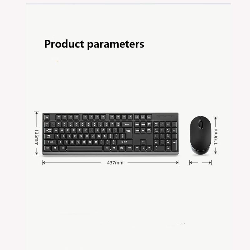 2.4GHz Wireless Keyboard Mouse Set Mobile Phone Tablet Computer Bluetooth Keyboard Mouse Set Mute 104 Keycaps Keyboard Plug and Play