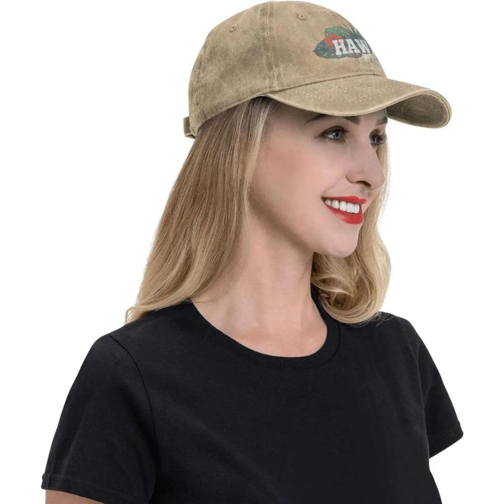 Funny Hawaii Vintage Distressed Adjustable Washed Denim Mens Dad Trucker Hat Baseball Ball Cap for Men