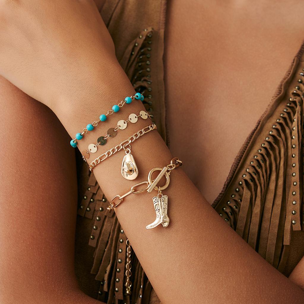 Retro Ethnic Style Turquoise Collarbone Necklace For Women, Simple Metal Flower Plate Sequined Necklace