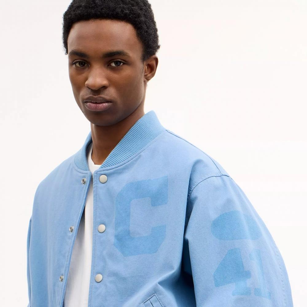 Coach Canvas Varsity Jacket Light Grey