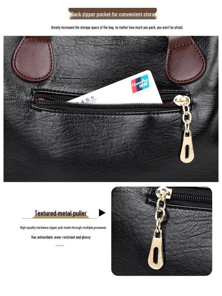 2025 Retro Multi-Layer Casual Tote Bag - Large Capacity for Middle-Aged Women, Crossbody Handbag