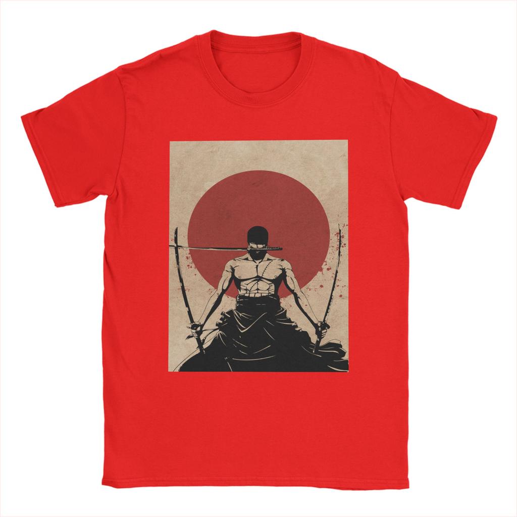 Ones Pieces Roronoa Zoro T Shirt for Men Pure Cotton Funny TShirt Crew Neck Anime Tee Shirt Short Sleeve Tops Summer