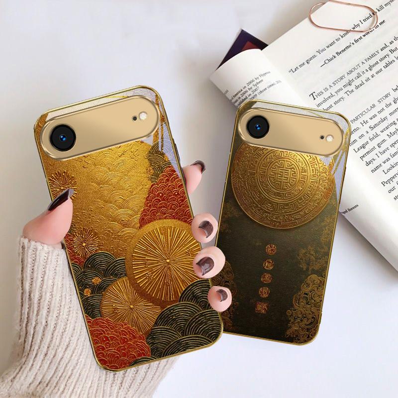 The Auspicious Meaning For IPhone 17Pro Max 16 17 Pro 15 P Ro 14 13 Plus 12 Mini 11Pro Max XR 16E 17 Air Golden Glass Phone Case