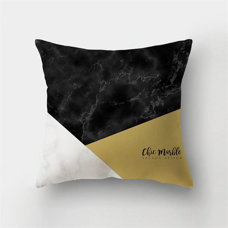 45x45cm Abstract Geometric Print Cushion Cover Marble Pillow Cover Polyester Short Plush Patchwork Sofa Home Decor Cushion Cover