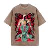 JoJo's Bizarre Adventure Yoshikage Kira Killer Queen Bedrucktes T-Shirt Herren Kleidung Gewaschenes Baumwoll-T-Shirt Vintage Lässig Streetwear