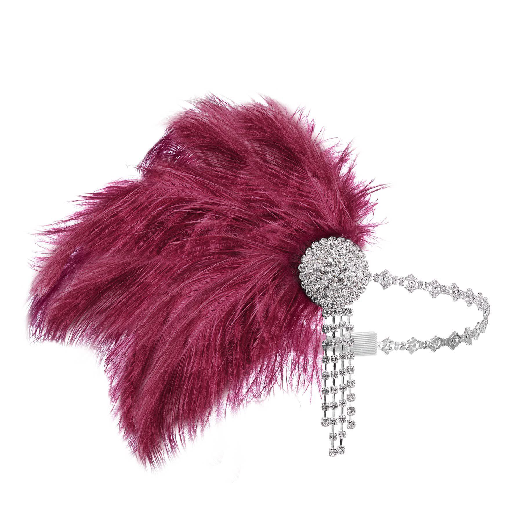 Roaring Twenties Gatsby Rhinestone Feather Headdress - White кларет